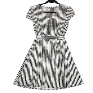 J for Justify Damen kleines Minikleid dunkelblau weiß Streifen gefüttert Gürtel - Bild 1 von 10