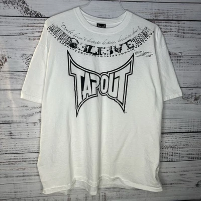 Vintage Y2K TapOut MMA Punk White All Over Print Tee AOP Graphic T-Shirt 3XL - Image 1 of 4