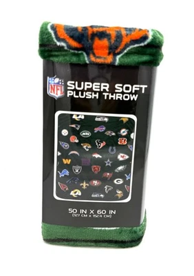 PEGASUS SPORTS ALL NFL TEAM LOGOS GREEN 50"X60" SUPER SOFT PLUSH THROW BLANKET FREE SHIP