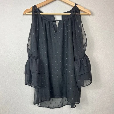 IZ Byer Negro Hombro Frío Transparente Manga Volantes Pequeño Oscuro Romántico Capricho Foto 1 de 4