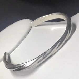 VINTAGE DESIGNER TWIST PURE STERLING SILVER .999 OPEN CUFF BRACELET RARE! - Picture 1 of 5