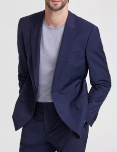 $398 Hugo Boss Giacca Uomo Blu Scuro Slim Fit Superflex Elasticizzata 44L L Lunga Dy15 - Foto 1 di 1