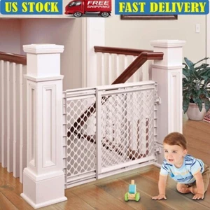 Baby Safety Gate Stairway Secure One-Hand Operation Easy Install Plastic Gate US - Picture 1 of 7