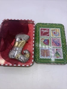 Brighton the Holidays Silber & Gold Strumpf Sammlerstück Weihnachtsschmuck in Box - Bild 1 von 8