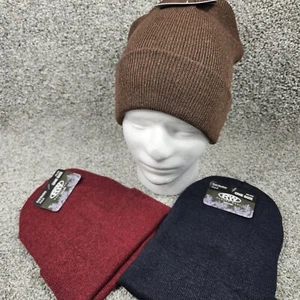 Rugged Wear Knit Beanie Hats Adult One Size 3 Pack Comfy Outdoor 3 Colors - Picture 1 of 8