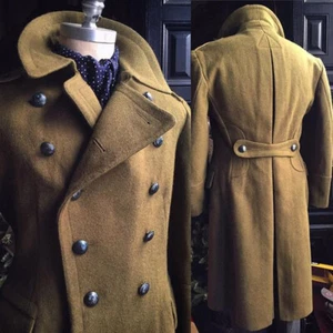 Abrigo largo de cachemira para hombre con doble pecho ejército invierno cálido exterior abrigo - Imagen 1 de 10