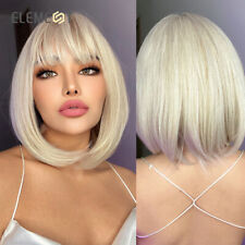 Light Blonde Hair Wigs with Bangs for Women Bob Straigt Daily Cosplay Party Wig