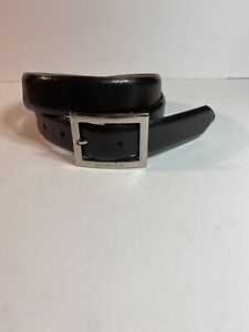 Mens Belts Kenneth Cole New York Black Leather Silver Buckle Size M