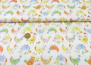 Poulet Hilco weiß Baumwolle Webware Biostoff Hühner Meterware Stoff Ostern 50 cm - Bild 1 von 1
