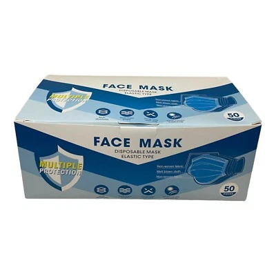 100Pcs Premium Disposable Face Mask Multiple Protective Mask 3 layer Elastic - image 1 of 4