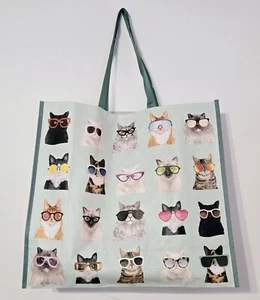 Einkaufstasche Geschenktasche Katzen Kätzchen Sonnenbrille Schirme Brille Neu T.J. TJMaxx Katze - Bild 1 von 3