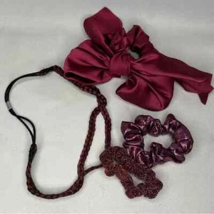 Burgunderrot Glitzer Haarschmuck Set Neu ohne Etikett geflochtenes Stirnband Scrunchies Schleife - Bild 1 von 1