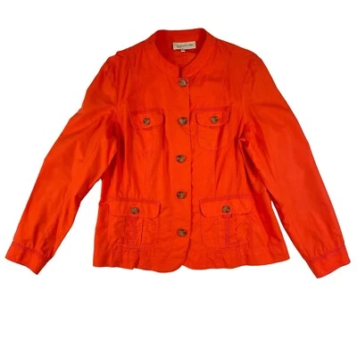 Chaqueta Jones New York Mujer L Naranja Manga Larga Bolsillos con Botones Academia Foto 1 de 4