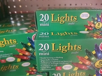 3 X NEW Christmas 20 Count Total 60 Ct Multi Colored Mini Lights 5 ft Indoor Use - Image 1 of 2