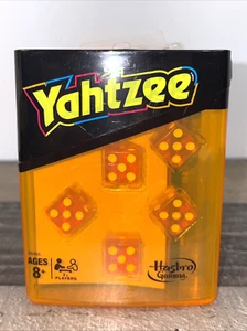 Hasbro Yahtzee Neon Pop Series Travel Game Orange 5 Dice 100 Score Cards NEW - Picture 1 of 3