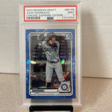 2020 Bowman Draft JULIO RODRIGUEZ #BD188 Chrome Sapphire Prospect Card PSA 9
