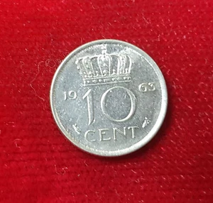 1963 10 Cent Coin Coin Netherlands Holland Queen Juliana - Picture 1 of 2