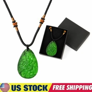 Natural Moldavite Green Aerolites Crystal Stone Pendant Unique Necklace Women - Picture 1 of 10
