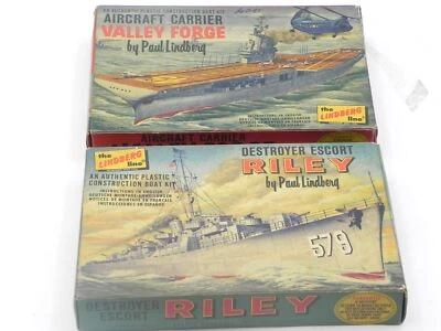 Lindberg Riley destroyer warship Valley Forge 1950s vintage plastic kit w/box - Immagine 1 di 4