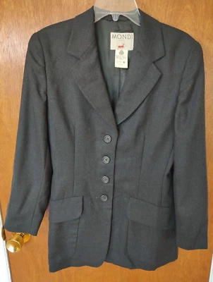Vintage Mondi size 36 100% pure new wool black 4-button long blazer - Image 1 of 4