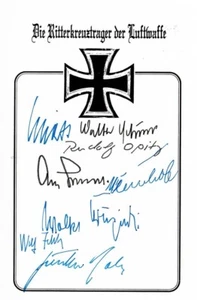 WWII German Knight Cross Recipients Signed Bookplate w/8 Signatures Galland Rall - Picture 1 of 1