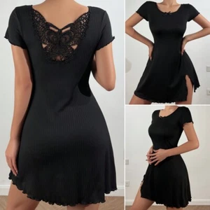 Women Nightgown Sexy Sleepwear Short Sleeve Sleep Shirt Soft Cotton Night Shirts - Picture 1 of 30