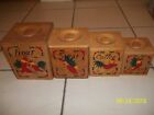 Vintage 4 pc Wood Canister Set Hand Painted Roosters MUST SEE LOOK BUY