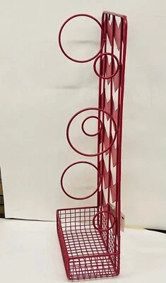 Elegante solución de almacenamiento organizador de cocina de vino de metal rústico, 22,5x9”, rojo Foto 1 de 4