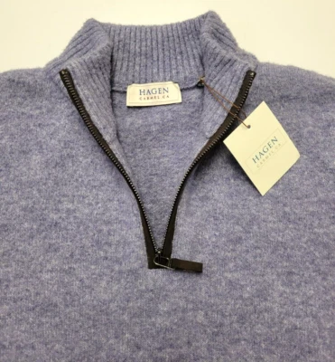 $215 NOVO Suéter de Malha Hagen Carmel Quarto de Zíper Lã Acrílica Extra Grande Roxo - Imagem 1 de 4