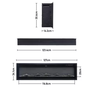 60 70 80"Electric Fire Wall Mounted Recessed Electric Fireplace With 9 LED Flame - Picture 1 of 18
