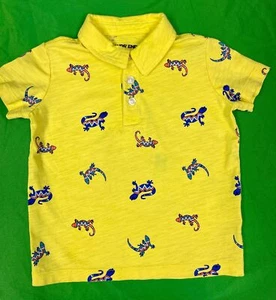 Yellow Lizard Pattern 100% Cotton Golf Polo Shirt Infant Toddler 2T - Picture 1 of 3