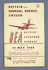 BEA BRITISH EUROPEAN AIRWAYS & SAS TIMETABLE DENMARK NORWAY SWEDEN MAY 1948