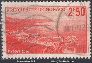 MONACO VUE DE LA PRINCIPAUTÉ 2Fr50 ROUGE N° 179 AVEC OBLITERATION - Picture 1 of 2