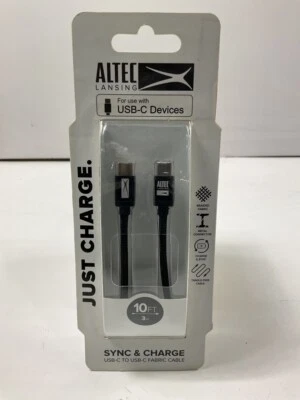 Cable de carga de tela trenzada Altec Lansing AL9330 10 pies USB-C a USB Foto 1 de 3