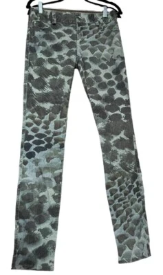 ALICE + OLIVIA Size 6 Green Brown Camo Watercolor Jeans Pants - Image 1 of 4