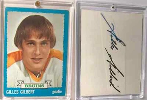 Autógrafo de tarjeta de hockey Gilles Gilbert North Stars Boston Bruins de colección corte de papel - Imagen 1 de 1