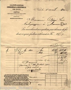 Rechnung 1900 Industriequalität/Nizza für Monaco (009) - Picture 1 of 1