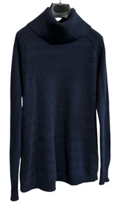 Mujer Lilla P Suéter Capucha Cuello Cachemir Azul Oscuro XL Rayas Sólidas Acogedor - Imagen 1 de 13