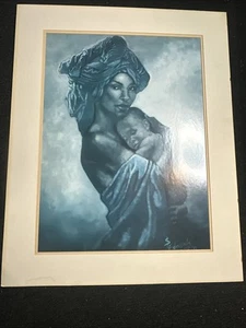 African Mother And Child Canvas Painting Print Vintage S Edwards 91 - Picture 1 of 4