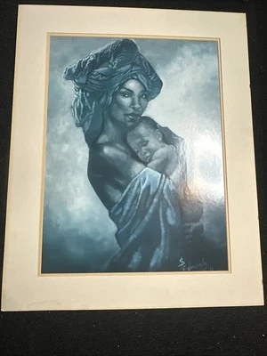 Impresión en lienzo africana de madre e hijo vintage S Edwards 91 Foto 1 de 4