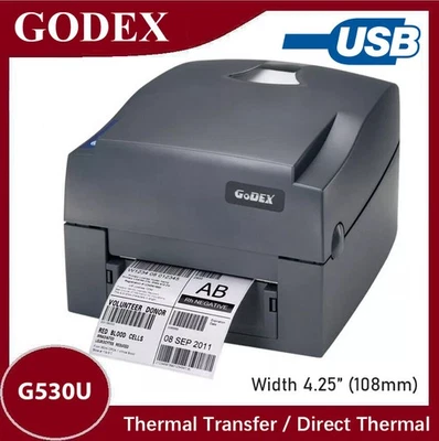 GODEX G530U Thermal Transfer Printer 203DPI Print for Barcodes Shipping Label - Image 1 of 4