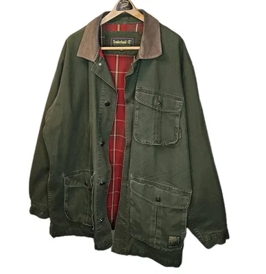 Винтажный Timberland прочный амбара Chore пальто XL зеленый холст фланели с подкладкой Streetwear  - Изображение 1 из 4