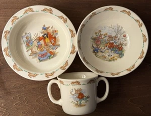 Royal Doulton Bunnykins Childs Double-handled Cup & Bowl Set English Bone China - Picture 1 of 8