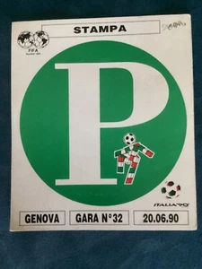 MONDIALI CALCIO ITALIA 1990  FIFA  STADIO GENOVA SVEZIA COSTARICA PASS STAMPA - Imagen 1 de 2