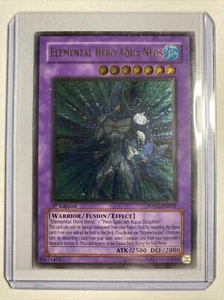 Elemental Hero Aqua Neos Ultimate Raro 1a Edizione POTD-EN031 Francobollo Argento Errata Stampa - Foto 1 di 12