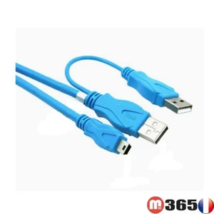 Cable double usb alimentation mini usb pour boitier disque dur externe data hdd - Bild 1 von 2