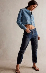 Free People We The Free Oasis Denim Crop Jeans Sz 24 26x27 - Picture 1 of 3
