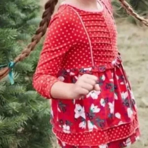 Matilda Jane Cheerful Tunic Top Red Floral Polka Dot Shirt sz 6 - Picture 1 of 3