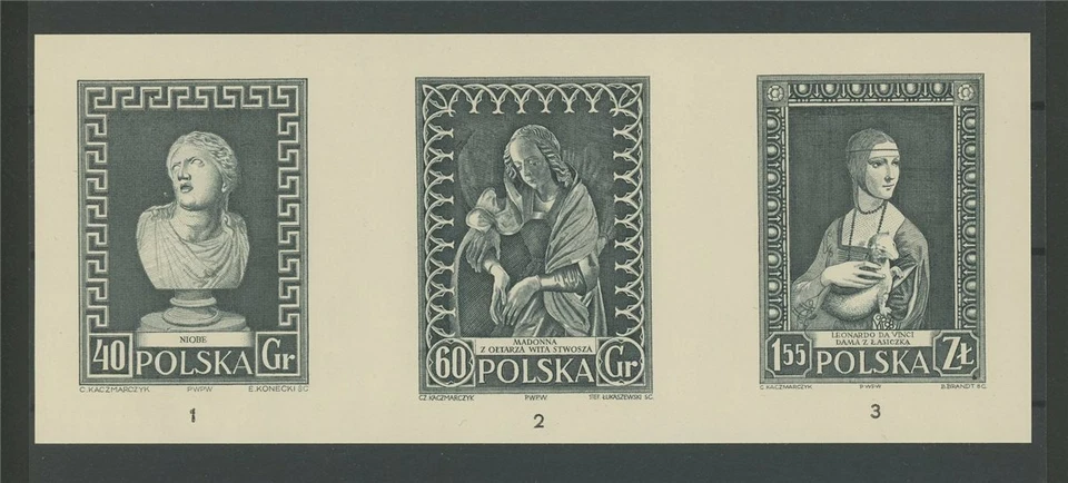 POLAND BLACK PRINT 1958 RARE !! ART MADONNA NIOBE LEONARDO DA VINCI m4183 - Image 1 of 1
