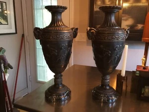 Autentica antica coppia di urne/vasi in bronzo dettaglio incredibile semplicemente bellissima!!! - Foto 1 di 20